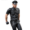 ADULTS MENS REAL LEATHER BLACK POLICE MILITARY STYLE SHIRT BLUF ALL SIZE SHIRT BY DARKSHADOW LEATHERS