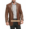 Brown Slim Lambskin Leather Blazer With Butter Touch