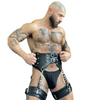 Mens Fully Adjustable Real Leather Corset, Mens Genuine Leather Waist and Leg Harness, Mens Heavy Duty Corset With Chap , Heavy Duty Harness With Chaps
