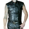 LEATHERS MEN'S REAL COWHIDE LEATHER POLICE UNIFORM SHORT SLEEVE SHIRT IN 3 COLORS PIPING