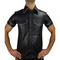 Mens Original Leather Black Police Military Style Shirt Bluf All Sizes
