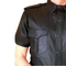 MENS REAL COWHIDE LEATHER POLICE UNIFORM SHORT SLEEVE SHIRT IN 2 COLORS PIPING