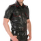 MENS REAL COWHIDE LEATHER POLICE UNIFORM SHORT SLEEVE SHIRT IN 2 COLORS PIPING
