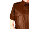 ADULTS REAL LEATHER MEN'S BROWN POLICE MILITARY STYLE SHIRT BLUF MOST SIZES BY DARKSHADOW LEATHERS