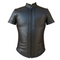 Mens black bikers leather shirt with front zip