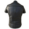Mens black bikers leather shirt with front zip
