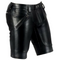 MENS REAL LEATHER BLACK SHORTS CLUBWEAR LEISURE WITH FULL FRONT SIDE REAR ZIP