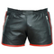 MENS GENUINE COW LEATHER BLACK AND RED SHORTS CLUBWEAR SHORTS /  GRAY AND BLACK SHORT