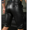 Mens High Quality Cowhide Leather Black Cargo Short deep pocket stylish cargo shorts