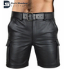 Mens Lambskin Leather Black Shorts Pants Gym Boxer Original Half Club Sexy