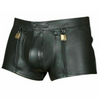 MENS ORIGINAL COW-HIDE LEATHER LOCKING BLACK SHORTS WITH ZIP
