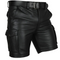 Men's 100% Genuine Leather Cargo Shorts With Six Pockets And Belt