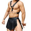 MENS REAL LEATHER TRENDY KILT WITH CHEST HARNESS AVAILABLE IN ALL COLOUR