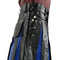 Original Leather Kilt Black Leather Kilt With Blue Strips Gentleman Kilt