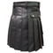 MEN'S Original LEATHER BLACK UTILITY KILT TWIN CARGO POCKETS PLEATED WITH TWIN BUCKLES