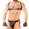 MENS REAL LEATHER CHEST STRAPS LOCK WITH THONG JOCKSTARP