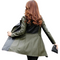 Women Real leather long jacket our wear zipper jacket ladies trench coat park as warm