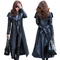 Stylish belted 100% real leather women long coat