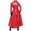 ADULTS WOMENS LADIES PURE LAMBSKIN GANUAN LEATHER LONG RED LEATHER DRESS GOWN SUIT GOTHIC TRENCH COAT BY DARKSHADOW LEATHERS