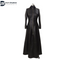 WOMENS LADIES REAL LEATHER DRESS GOWN SUIT GOTHIC TRENCH COAT