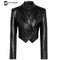 Short Elegant Luxury Black Light original Leather Blazer Long Sleeve Double Breasted Womens Leather Jackets and Coats