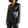 Short Elegant Luxury Black Light original Leather Blazer Long Sleeve Double Breasted Womens Leather Jackets and Coats