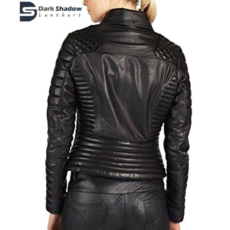 Womens classic Padded original Leather Jacket