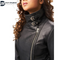 Women's original Leather Jacket With Buckle Collar pitch Black