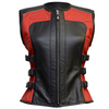 Ladies Motorcycle Vest Real Leather Women Vest Red and Black Biker Vest For Ladies