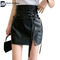 Women's Genuine Leather High Waist Pencil Skirt With Ties | Real Leather skirt