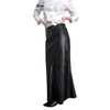 Women Vintage High Waist Black Genuine Leather Maxi Skirt | Leather Shorts