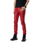 HANDMADE GENUINE LEATHER RED PERSONAL LEISURE ZIPPER ORIGINAL LEATHER PANT
