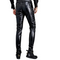 MENS 100% GENUINE SLIM FIT SMALL FEET LEATHER PANT TEEN ZIPPER DECORATION TREND MOTORCYCLE ORIGINAL LEATHER PANT