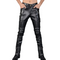 MENS REAL LEATHER PUNK STYLE SKINNY ZIPPERS PARTY STAGE PERFORMANCE NIGHT CLUB STEAMPUNK LEATHET TROUSETS PANT