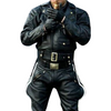 Men's 100% Real Leather Police Uniform Breeches 2 White Stripes Breeches / Jodhpurs