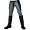 Men's Real Cowhide Leather Pants Jeans Gray And Black Contrast Saddleback Trousers