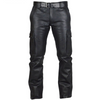Men's Real Leather Pant's Cargo Pockets Pants Bikers Leather Trousers