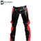 Men's Black Cowhide Leather Bondage Jeans With Red Contrast Bluf Breeches Trousers