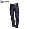 Men's Real Cowhide Leather Pants Jeans Gray Ans Black Contrast Saddelback Trousers