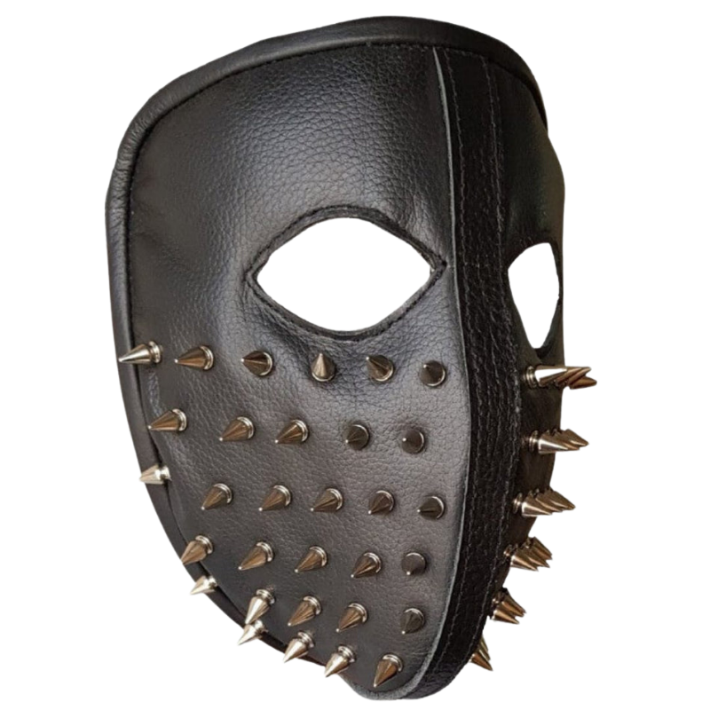 Men Punk Biker 100% Genuine Leather Full face spike Mask Masquerade ...