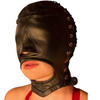 BDSM OPEN MOUTH 100% REAL LEATHER HOOD BLACK SOFT LEATHER BONDAGE MASK