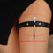 Adjustable Punk Rivet Genuine Leather Leg Garter - Street Style Thigh Harness for Halloween & Parties, Compatible with Sword Props