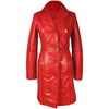 Long Red Coat - Made with 100% pure leather For Women's