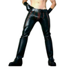 LEATHER MENS TROUSERS BLACK RED PIPING PANTS BIKER BLUF BREECHES GAY TROUSERS CUIR