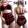 Real Leather Gothic Harness Set for Women | Handmade Punk Bra Cage & Leg Garter | Bondage Lingerie Belts | Rave & Festival Strap Set