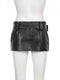 Ladies Genuine Leather Mini Skirt with Belt Club wear | Real Leather