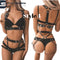 Real Leather Lingerie Harness & Cuffs Set | Women’s Fetish Lingerie | Butt Harness & Bra Cage | Handmade Bondage Clubwear