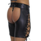 Men Original Sheep Leather Biker Chaps  Harley Chaps Gay Chaps Shorts Inside Leg are Zipper Fitting with Laces up ties