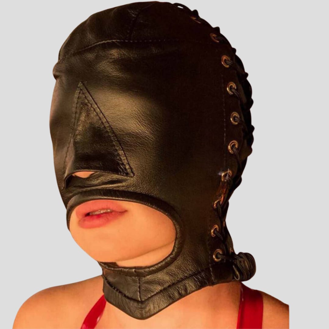 BDSM OPEN MOUTH 100 REAL LEATHER HOOD BLACK SOFT LEATHER BONDAGE MASK bdsm-open-mouth-100-real-leather-hood-black-soft-leather-bondage-mask