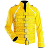 Freddie Mercury jacket Yellow live Strap Wembley Concert Biker Men's Real leather jacket Men's Yellow real leather straps jacket